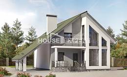 170-009-Л Проект двухэтажного дома мансардой и гаражом, простой домик из поризованных блоков, House Expert