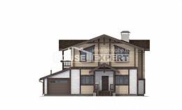 190-004-П Проект двухэтажного дома мансардой и гаражом, простой дом из теплоблока из бревен, House Expert