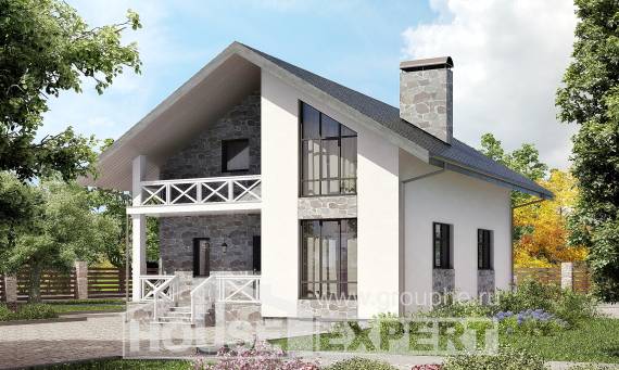 155-001-Л Проект двухэтажного дома с мансардой и гаражом, бюджетный загородный дом из твинблока, House Expert