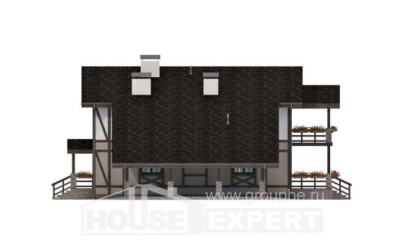 250-002-П Проект двухэтажного дома мансардный этаж, гараж, простой дом из кирпича, House Expert