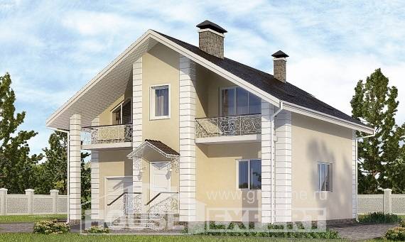 150-002-Л Проект двухэтажного дома мансардой, гараж, небольшой домик из пеноблока, House Expert
