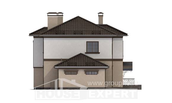 290-004-Л Проект двухэтажного дома и гаражом, современный домик из кирпича, House Expert