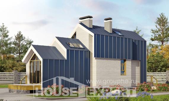 060-006-П Проект двухэтажного дома с мансардным этажом, эконом домик из бризолита, House Expert
