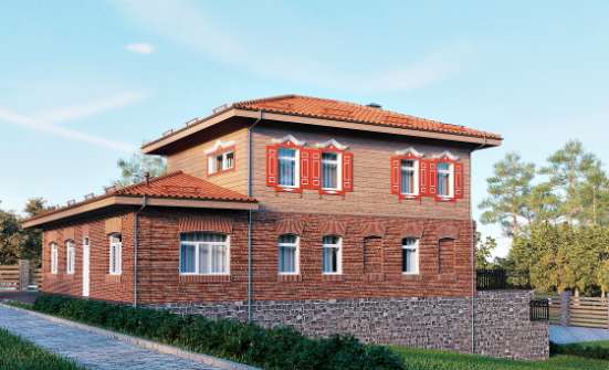 380-002-Л Проект трехэтажного дома и гаражом, уютный загородный дом из кирпича, House Expert