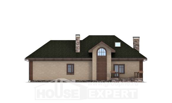 180-010-П Проект двухэтажного дома с мансардным этажом и гаражом, простой коттедж из газобетона, House Expert