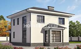 155-011-П Проект двухэтажного дома, бюджетный коттедж из твинблока, House Expert
