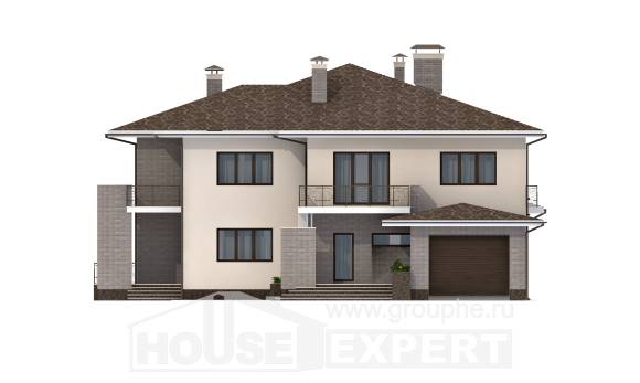 500-001-П Проект трехэтажного дома, гараж, большой коттедж из кирпича, House Expert