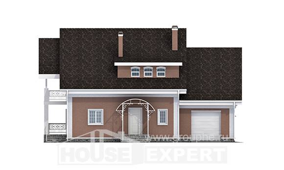 185-003-П Проект двухэтажного дома мансардный этаж, гараж, современный загородный дом из керамзитобетонных блоков, House Expert