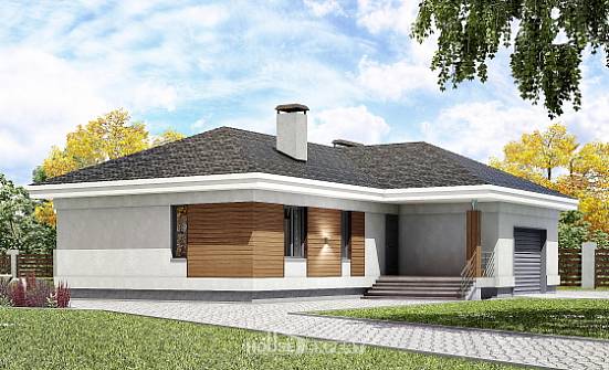 165-001-П Проект одноэтажного дома, гараж, недорогой домик из арболита, House Expert