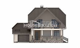150-001-Л Проект двухэтажного дома мансардой и гаражом, классический загородный дом из керамзитобетонных блоков, House Expert