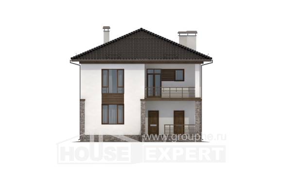 170-005-П Проект двухэтажного дома, современный коттедж из пеноблока, House Expert