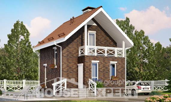 045-001-Л Проект двухэтажного дома мансардой, компактный дом из керамзитобетонных блоков, House Expert