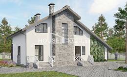 180-017-Л Проект двухэтажного дома с мансардой и гаражом, средний дом из керамзитобетонных блоков, House Expert