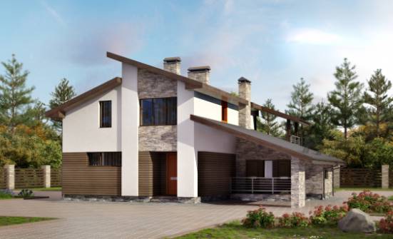 200-010-П Проект двухэтажного дома мансардой, гараж, современный загородный дом из твинблока | Проекты домов от House Expert