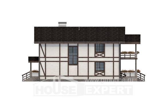 250-002-Л Проект двухэтажного дома мансардой и гаражом, уютный загородный дом из кирпича, House Expert