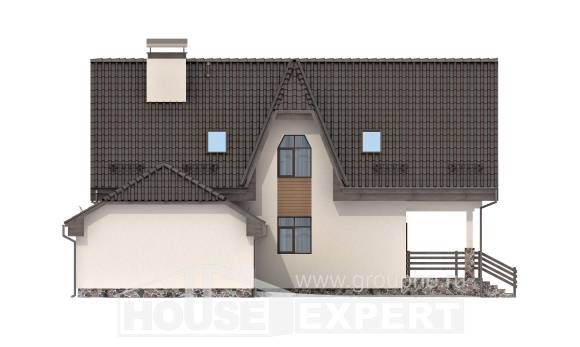 150-001-Л Проект двухэтажного дома с мансардным этажом, гараж, экономичный загородный дом из бризолита, House Expert