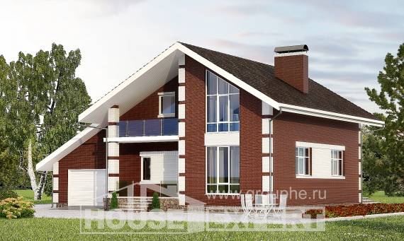 180-001-Л Проект двухэтажного дома с мансардой и гаражом, простой дом из бризолита, House Expert