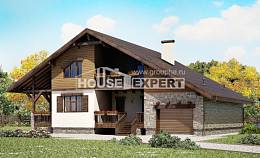 220-005-П Проект двухэтажного дома мансардный этаж, гараж, уютный дом из кирпича, House Expert