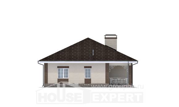 100-004-Л Проект одноэтажного дома, доступный коттедж из поризованных блоков, House Expert