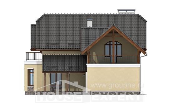 255-003-П Проект двухэтажного дома с мансардой, гараж, огромный дом из керамзитобетонных блоков, House Expert