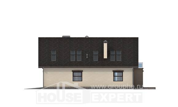 185-005-Л Проект двухэтажного дома с мансардным этажом, гараж, уютный коттедж из бризолита, House Expert