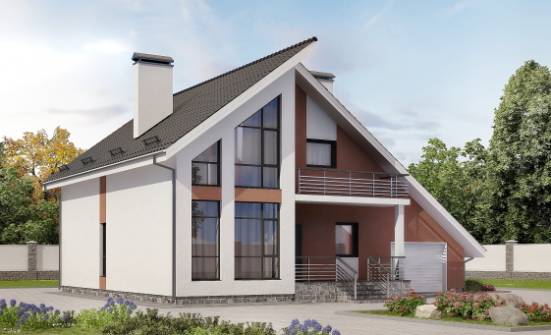 200-007-П Проект двухэтажного дома мансардой, гараж, классический дом из теплоблока, House Expert