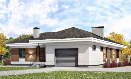 165-001-П Проект одноэтажного дома, гараж, недорогой домик из арболита, House Expert