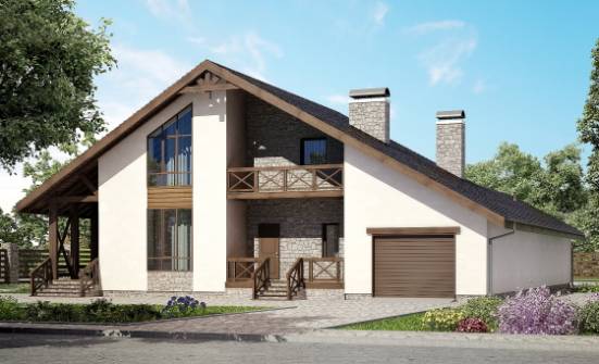 265-001-П Проект двухэтажного дома с мансардой, гараж, современный дом из пеноблока, House Expert