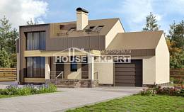 150-015-Л Проект двухэтажного дома с мансардным этажом, гараж, простой дом из керамзитобетонных блоков, House Expert