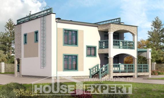 150-010-П Проект двухэтажного дома, экономичный загородный дом из кирпича, House Expert