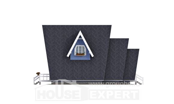 100-002-П Проект двухэтажного дома мансардный этаж, уютный коттедж из дерева, House Expert