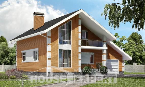 190-006-П Проект двухэтажного дома мансардой и гаражом, красивый дом из арболита, House Expert