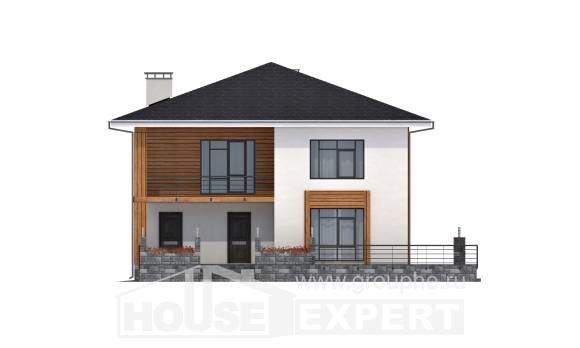180-015-П Проект двухэтажного дома, уютный загородный дом из бризолита, House Expert