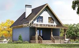 130-003-Л Проект двухэтажного дома мансардой, экономичный домик из керамзитобетонных блоков, House Expert