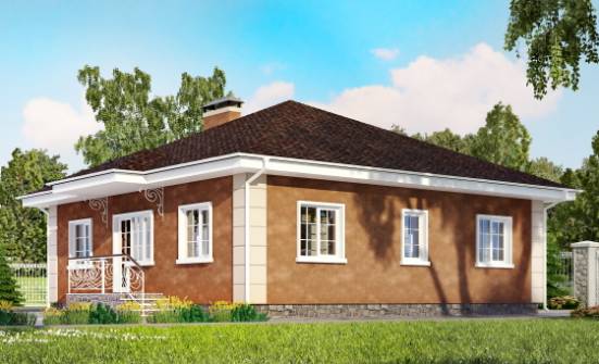 100-001-Л Проект одноэтажного дома, доступный загородный дом из теплоблока, House Expert