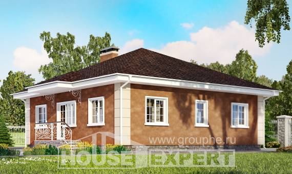 100-001-Л Проект одноэтажного дома, современный домик из газобетона, House Expert