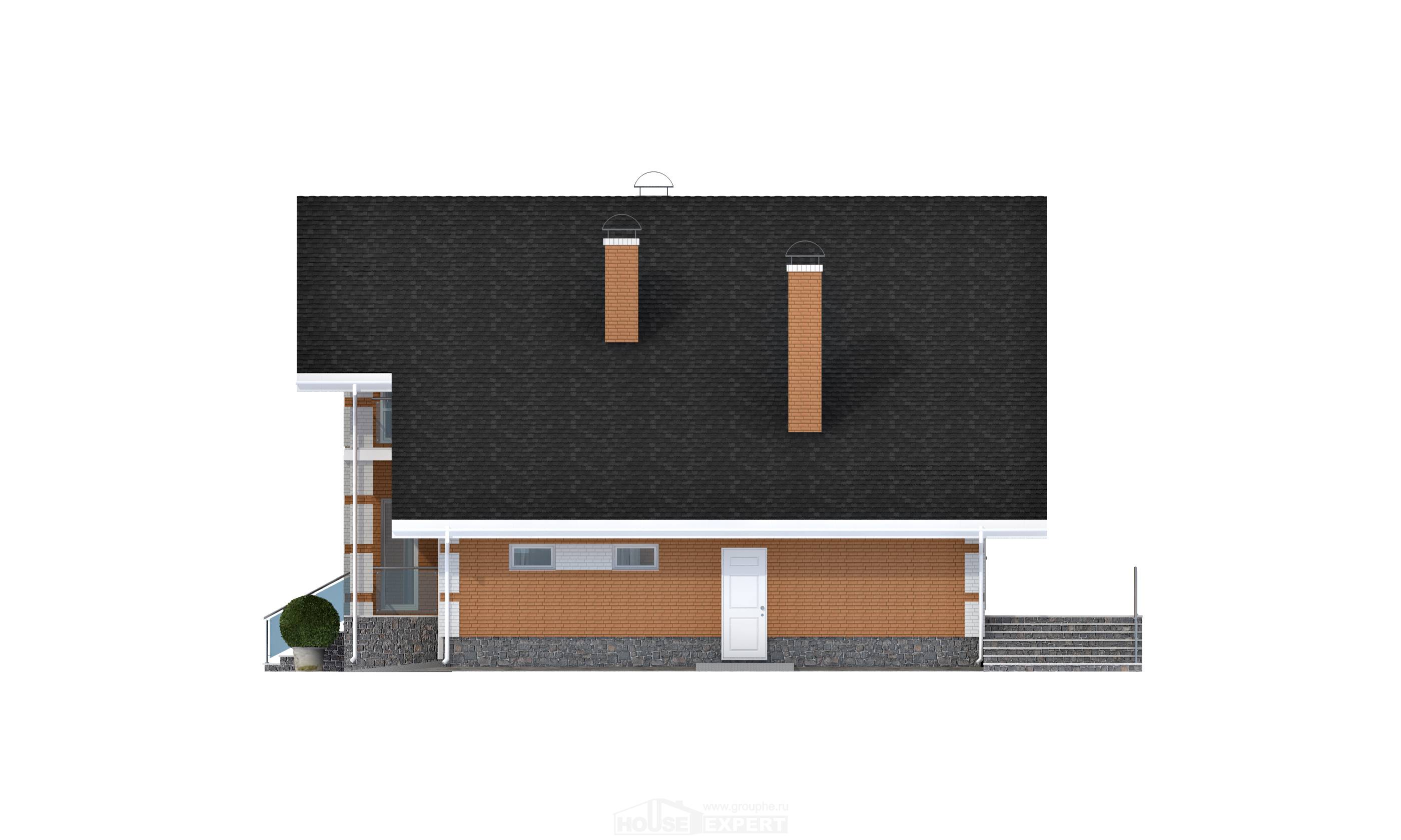 190-006-П Проект двухэтажного дома мансардой и гаражом, просторный домик из арболита, House Expert