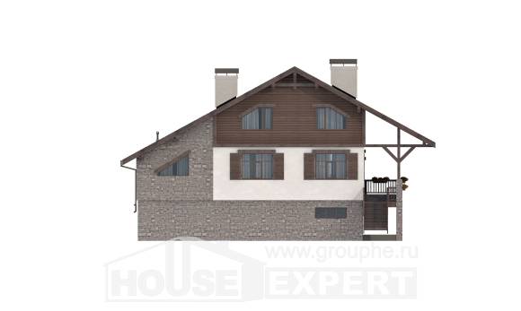 300-003-П Проект трехэтажного дома мансардой, гараж, просторный загородный дом из кирпича, House Expert