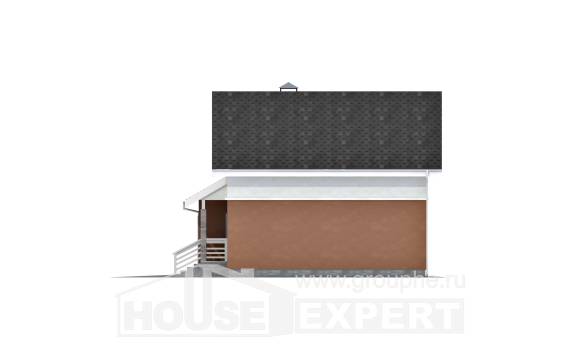 120-002-Л Проект двухэтажного дома с мансардой и гаражом, скромный дом из поризованных блоков, House Expert