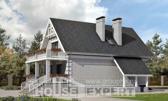 200-009-П Проект трехэтажного дома с мансардой, гараж, красивый дом из газобетона, House Expert
