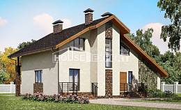 180-008-Л Проект двухэтажного дома с мансардой и гаражом, классический коттедж из твинблока, House Expert
