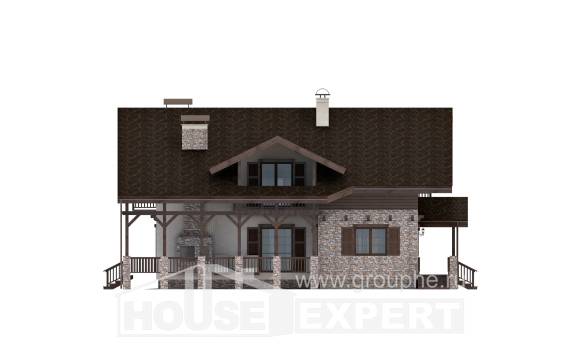 250-003-П Проект двухэтажного дома с мансардным этажом, большой загородный дом из твинблока, House Expert