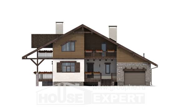 220-005-П Проект двухэтажного дома мансардой и гаражом, современный загородный дом из кирпича, House Expert