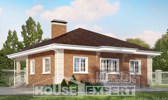 100-001-Л Проект одноэтажного дома, бюджетный дом из поризованных блоков, House Expert