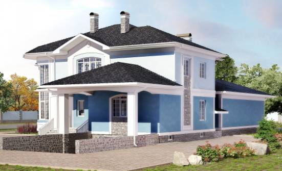 620-001-П Проект трехэтажного дома и гаражом, классический домик из бризолита, House Expert