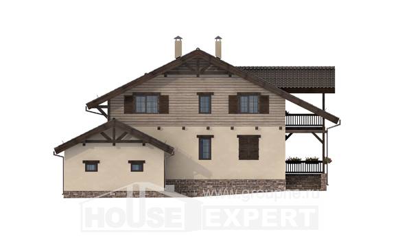 255-002-П Проект двухэтажного дома с мансардным этажом, гараж, классический загородный дом из твинблока, House Expert