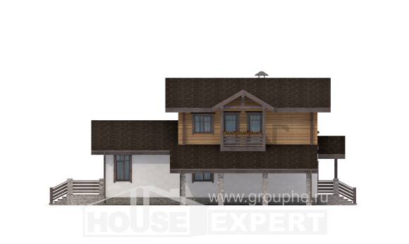170-004-Л Проект двухэтажного дома мансардой, гараж, простой домик из газобетона из бревен, House Expert