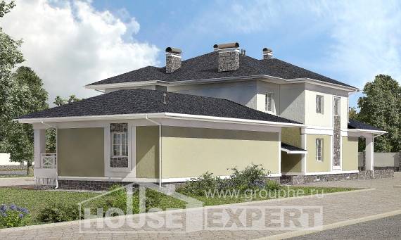 620-001-Л Проект трехэтажного дома и гаражом, современный домик из газобетона, House Expert