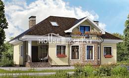 150-008-Л Проект двухэтажного дома мансардой, экономичный домик из пеноблока, House Expert
