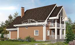 185-003-П Проект двухэтажного дома с мансардным этажом, гараж, современный загородный дом из газобетона, House Expert